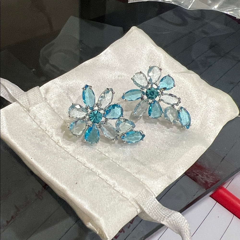 Gema inspired blue floral earrings - not swan stamped